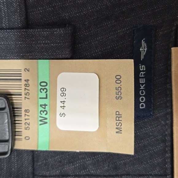 Dockers DARK GRAY NWT Dress Pants Straight-Leg Classic STRIPE 34W 30L NWT - Picture 5 of 7